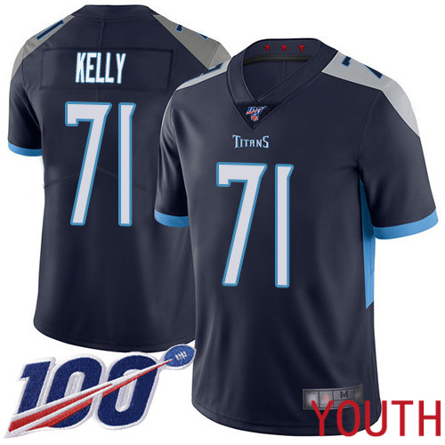 Tennessee Titans Limited Navy Blue Youth Dennis Kelly Home Jersey NFL Football #71 100th Season Vapor Untouchable->youth nfl jersey->Youth Jersey